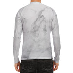White Smoke Marble Print Men's Long Sleeve Rash Guard