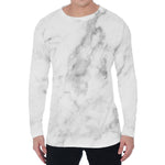 White Smoke Marble Print Men's Long Sleeve T-Shirt