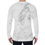 White Smoke Marble Print Men's Long Sleeve T-Shirt