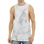 White Smoke Marble Print Men's Muscle Tank Top