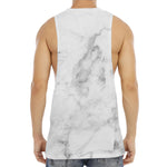 White Smoke Marble Print Men's Muscle Tank Top