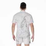 White Smoke Marble Print Men's Rompers