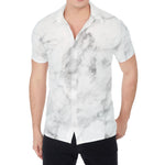 White Smoke Marble Print Men's Shirt