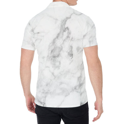 White Smoke Marble Print Men's Shirt