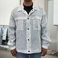 White Smoke Marble Print Men's Shirt Jacket