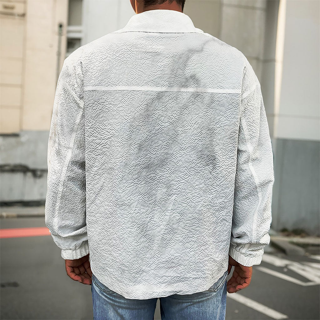 White Smoke Marble Print Men's Shirt Jacket