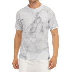 White Smoke Marble Print Men's Short Sleeve Rash Guard