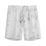White Smoke Marble Print Men's Sports Shorts