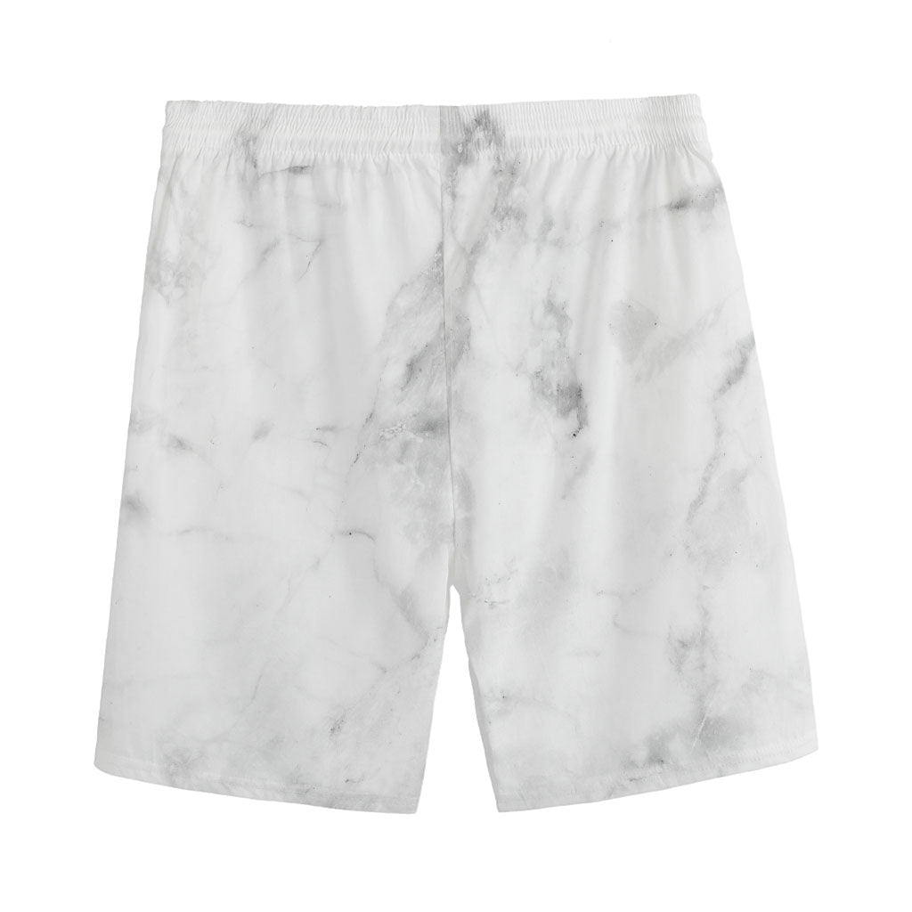 White Smoke Marble Print Men's Sports Shorts