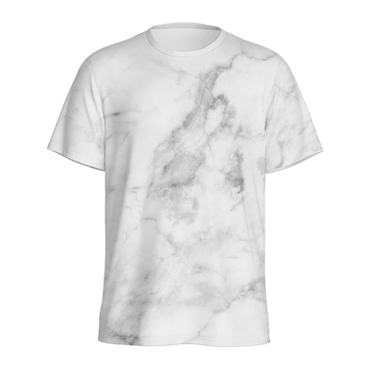 White Smoke Marble Print Men's Sports T-Shirt