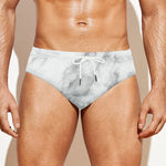White Smoke Marble Print Men's Swim Briefs