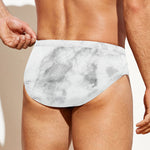 White Smoke Marble Print Men's Swim Briefs