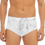 White Smoke Marble Print Men's Triangle Swim Briefs