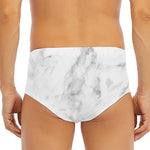 White Smoke Marble Print Men's Triangle Swim Briefs