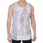 White Smoke Marble Print Men's Velvet Tank Top