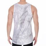 White Smoke Marble Print Men's Velvet Tank Top