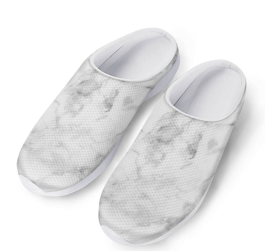 White Smoke Marble Print Mesh Casual Shoes