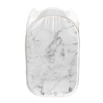 White Smoke Marble Print Mesh Laundry Hamper