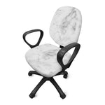 White Smoke Marble Print Office Chair Cover