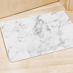 White Smoke Marble Print Polyester Doormat