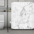 White Smoke Marble Print Polyester Shower Curtain