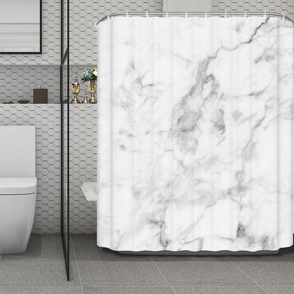 White Smoke Marble Print Polyester Shower Curtain