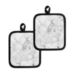 White Smoke Marble Print Pot Holders