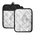 White Smoke Marble Print Pot Holders With Pocket
