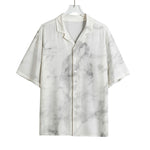 White Smoke Marble Print Rayon Hawaiian Shirt