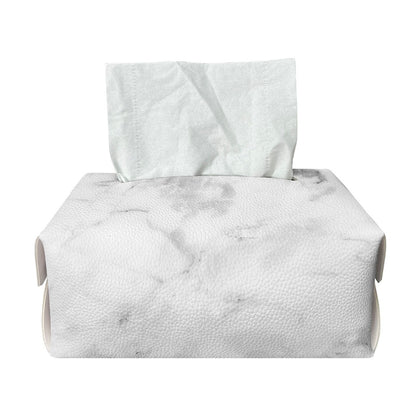 White Smoke Marble Print Rectangle Tissue Box Cover