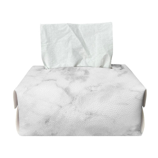 White Smoke Marble Print Rectangle Tissue Box Cover