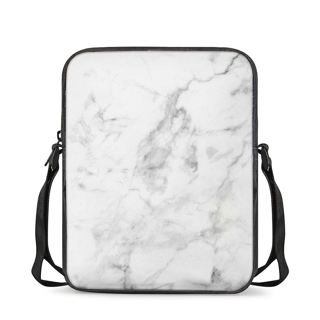 White Smoke Marble Print Rectangular Crossbody Bag