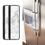 White Smoke Marble Print Refrigerator Handle Covers
