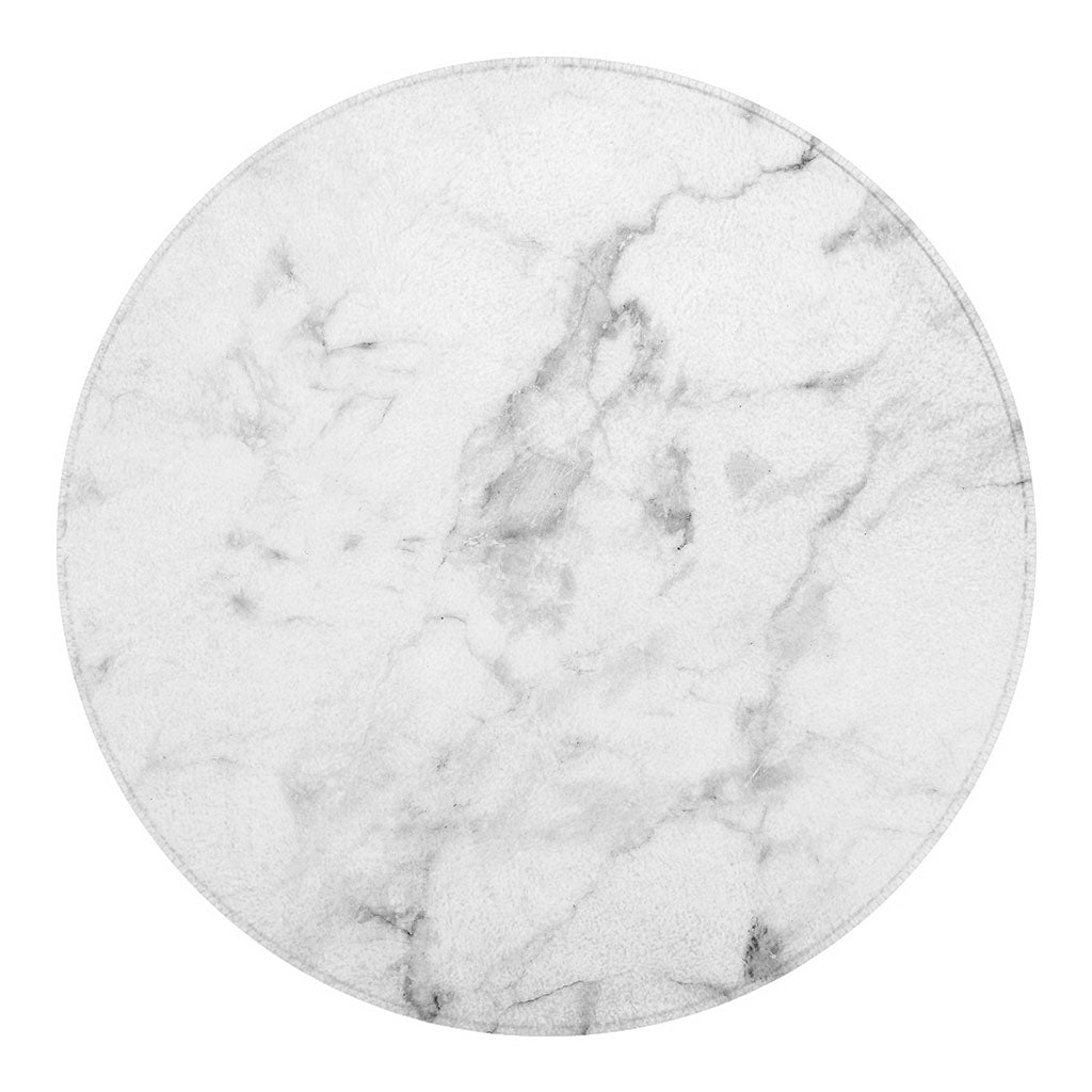 White Smoke Marble Print Round Blanket