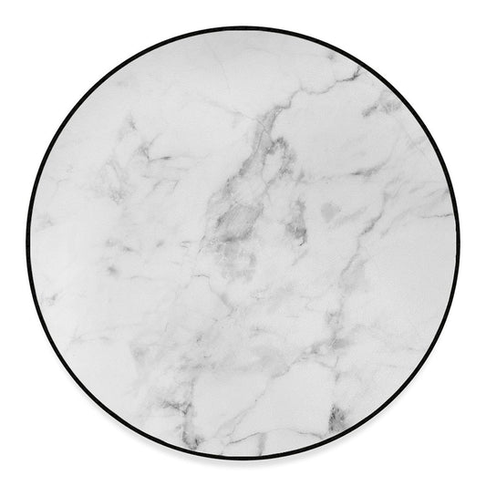White Smoke Marble Print Round Floor Mat