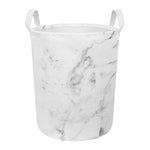 White Smoke Marble Print Round Laundry Basket