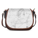 White Smoke Marble Print Saddle Bag