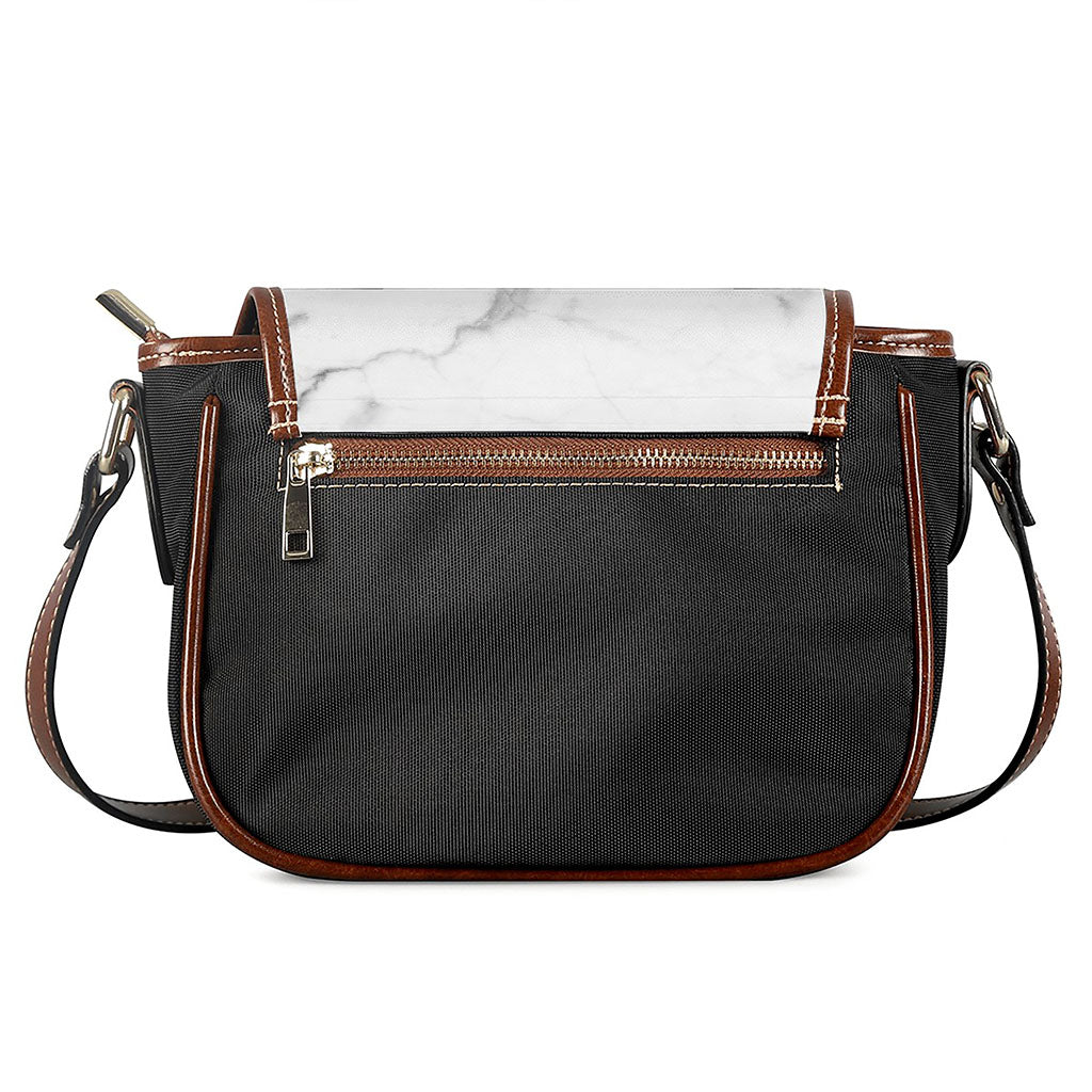 White Smoke Marble Print Saddle Bag
