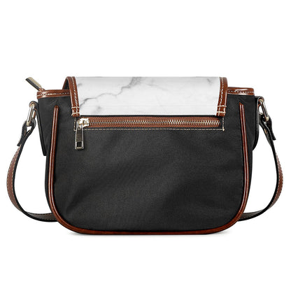 White Smoke Marble Print Saddle Bag
