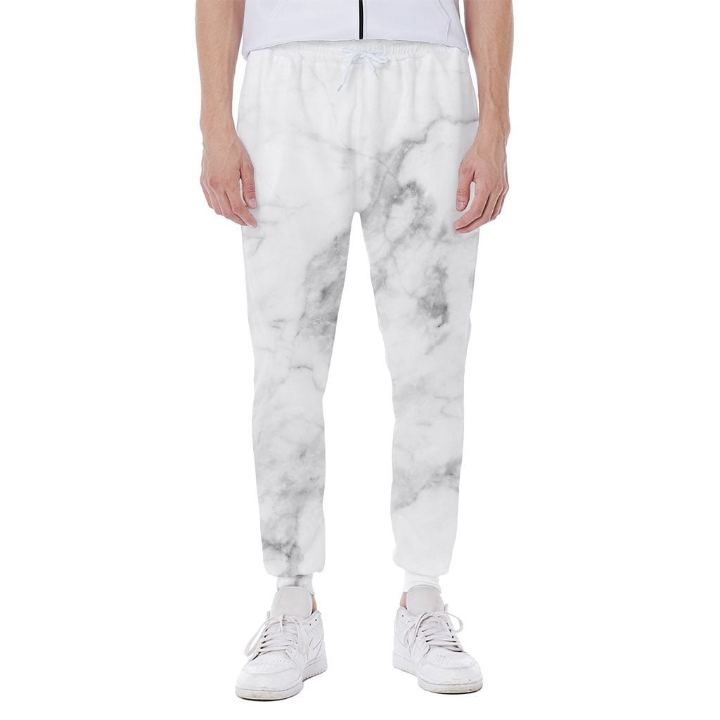 White Smoke Marble Print Scuba Joggers