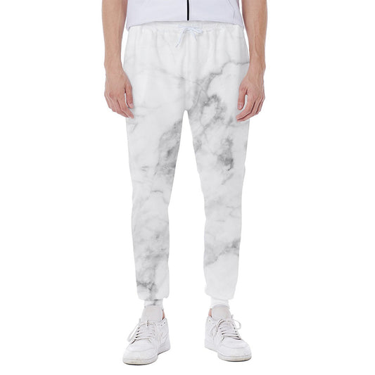 White Smoke Marble Print Scuba Joggers