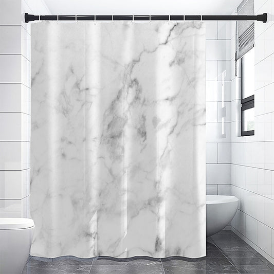White Smoke Marble Print Shower Curtain