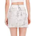 White Smoke Marble Print Side Slit Mini Skirt