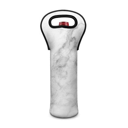 White Smoke Marble Print Single Neoprene Wine Tote