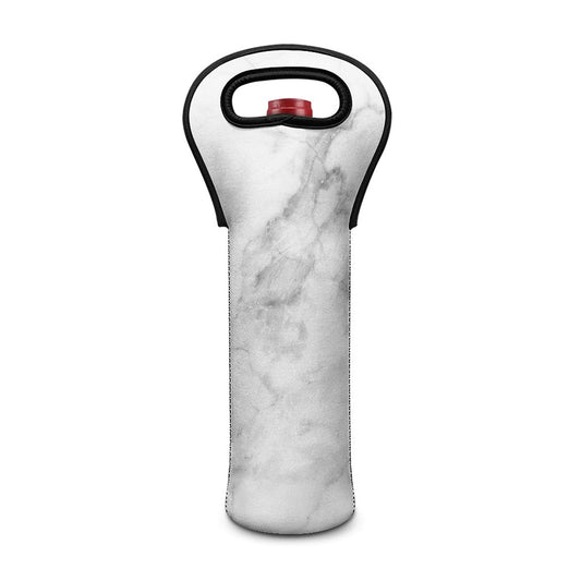 White Smoke Marble Print Single Neoprene Wine Tote