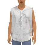 White Smoke Marble Print Sleeveless Baseball Jersey