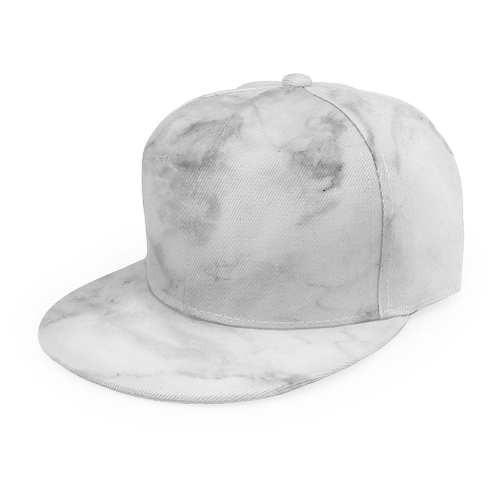 White Smoke Marble Print Snapback Cap