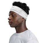 White Smoke Marble Print Sports Headband