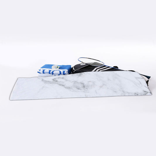 White Smoke Marble Print Sports Towel