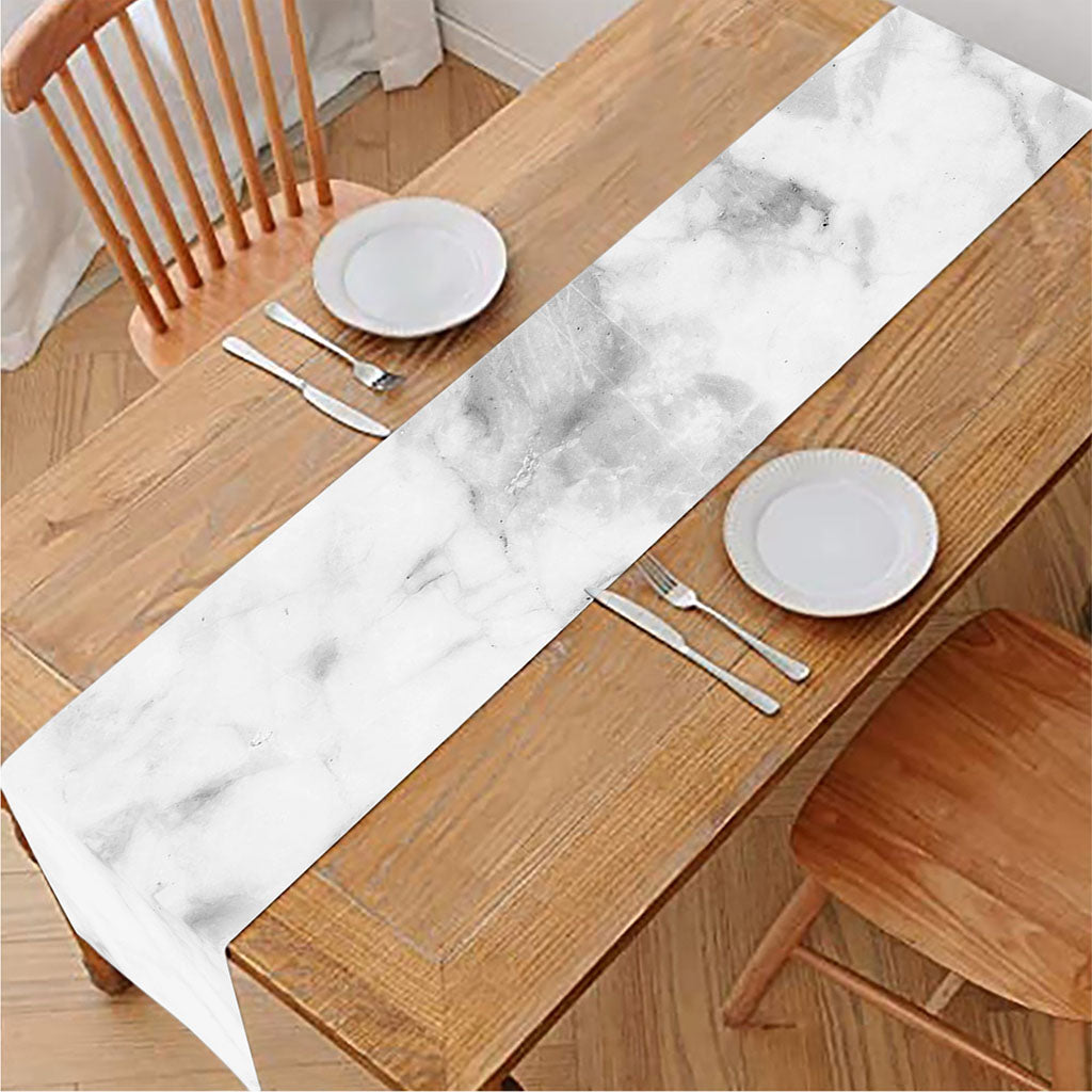 White Smoke Marble Print Table Runner